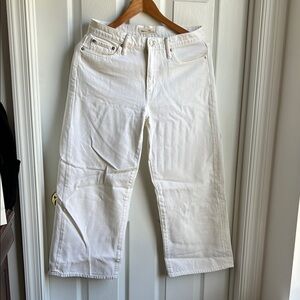 Gap 1969 100% Cotton Crisp White Wide-Leg Cropped Denim Jeans Size 28 High Rise